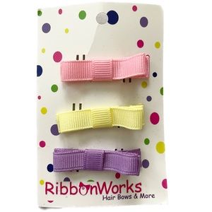 Set of 3 pastel spring hair bows clips